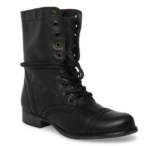 TROOPA BLACK LEATHER - Steve Madden Combat Boots
